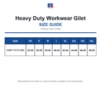 014M Russell Heavy Duty Workwear Gilet size guide (014M)