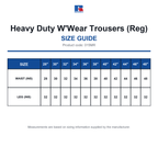 015MR Russell Heavy Duty W'Wear Trousers (Reg) size guide (015MR)