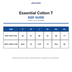 0S460M0 Jerzees Essential Cotton T size guide (0S460M0)