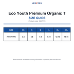 0S470Y0 Jerzees Eco Youth Premium Organic T size guide (0S470Y0)