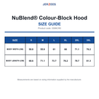 0S96CR0 Jerzees NuBlend® Colour-Block Hood size guide (0S96CR0)