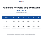 0S975M0 Jerzees NuBlend® Pocketed Jog Sweatpants size guide (0S975M0)