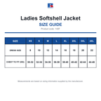 140F Russell Ladies Softshell Jacket size guide (140F)