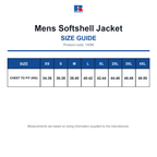 140M Russell Mens Softshell Jacket size guide (140M)