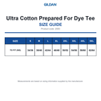 2000 Gildan Ultra Cotton Adult T-Shirt size guide (2000)