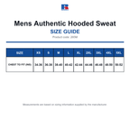 265M Russell Mens Authentic Hooded Sweat size guide (265M)