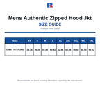 266M Russell Mens Authentic Zipped Hood Jkt size guide (266M)