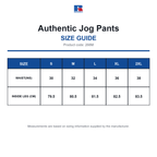 268M Russell Authentic Jog Pants size guide (268M)