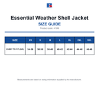 416M Russell Essential Weather Shell Jacket size guide (416M)
