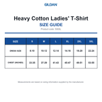 5000L Gildan Heavy Cotton Ladies' T-Shirt size guide (5000L)