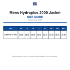 510M Russell Mens Hydraplus 2000 Jacket size guide (510M)