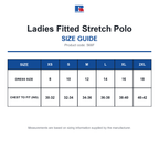 566F Russell Ladies Fitted Stretch Polo size guide (566F)