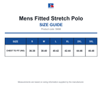 566M Russell Mens Fitted Stretch Polo size guide (566M)
