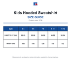 575B Russell Kids Hooded Sweatshirt size guide (575B)