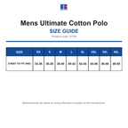 577M Russell Mens Ultimate Cotton Polo size guide (577M)