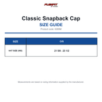 6089M Flexfit Classic Snapback Cap size guide (6089M)