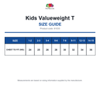 61033 FOTL Kids Valueweight T size guide (61033)