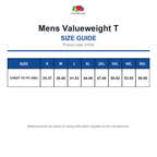 61036 FOTL Mens Valueweight T size guide (61036)