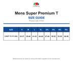 61044 FOTL Mens Super Premium T size guide (61044)