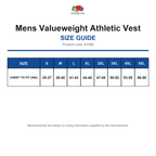 61098 FOTL Mens Valueweight Athletic Vest size guide (61098)