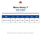 61212 FOTL Mens Heavy T size guide (61212)