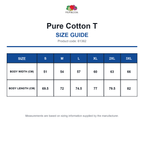 61362 FOTL Pure Cotton T size guide (61362)