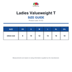 61372 FOTL Ladies Valueweight T size guide (61372)