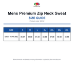 62032 FOTL Mens Premium Zip Neck Sweat size guide (62032)