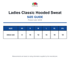 62038 FOTL Ladies Classic Hooded Sweat size guide (62038)