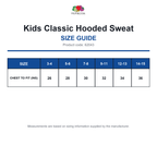 62043 FOTL Kids Classic Hooded Sweat size guide (62043)
