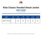 62045 FOTL Kids Classic Hooded Sweat Jacket size guide (62045)