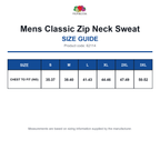 62114 FOTL Mens Classic Zip Neck Sweat size guide (62114)