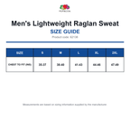 62138 FOTL Men's Lightweight Raglan Sweat size guide (62138)