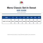 62202 FOTL Mens Classic Set-In Sweat size guide (62202)