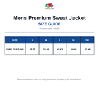 62228 FOTL Mens Premium Sweat Jacket size guide (62228)