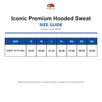 62284 FOTL Iconic Premium Hooded Sweat size guide (62284)