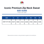 62288 FOTL Iconic Premium Zip Neck Sweat size guide (62288)