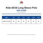 63201 FOTL Kids 65/35 Long Sleeve Polo size guide (63201)