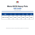 63204 FOTL Mens 65/35 Heavy Polo size guide (63204)