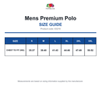 63218 FOTL Mens Premium Polo size guide (63218)