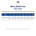 63402 FOTL Mens 65/35 Polo size guide (63402)