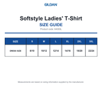 64000L Gildan Softstyle Ladies' T-Shirt size guide (64000L)
