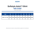 64000 Gildan Softstyle Adult T-Shirt size guide (64000)