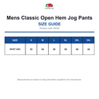 64032 FOTL Mens Classic Open Hem Jog Pants size guide (64032)