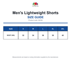 64036 FOTL Men's Lightweight Shorts size guide (64036)