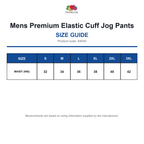 64040 FOTL Mens Premium Elastic Cuff Jog Pants size guide (64040)