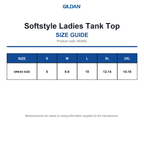 64200L Gildan Softstyle Ladies Tank Top size guide (64200L)