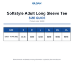 64400 Gildan Softstyle Adult Long Sleeve Tee size guide (64400)