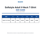 64V00 Gildan Softstyle Adult V-Neck T-Shirt size guide (64V00)