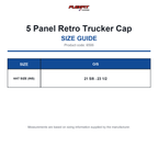 6506 Flexfit 5 Panel Retro Trucker Cap size guide (6506)